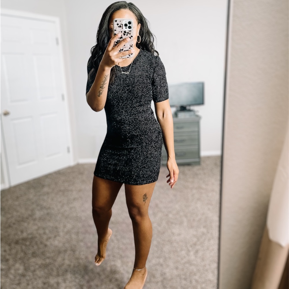 Vintage Y2K Slinky Rhinestone Slinky Tshirt Dress M